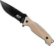 Smith & Wesson Thin Fixed Blade Knife 4.125" Black Combo Blade W. Sheath 1085882