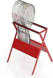 Garage Racket Holder for Tennis/Badminton, Sturdy Iron Tennis Racquet Rack for Fitness Gym/Backyard Game/Stadium/Playground, Red, Easy to Install,50x51x64cm
