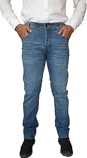 [Overdrive] Mens Stretch Denim Jeans Marco Blue with Removable CE Armor Protective Pads for Motorcycle Riding Gear