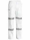 Bisley Workwear 3M Taped Cotton Drill White Work Pant (BP6808T)