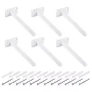 6Pcs 6" x 2" Wall Mounting Floating Shelf Bracket Blind Shelf Support, White