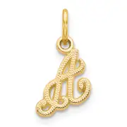 14K Yellow Gold 14Ky Script Letter A Initial Charm