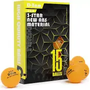 15 Pack | 3 Star Ping Pong Balls Orange (Size 40+) Table Tennis Ball Set | Hi...