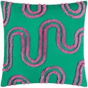 Heya Home Archie Tufted Cushion Cover Cobalt/Pink 45cm x 45cm