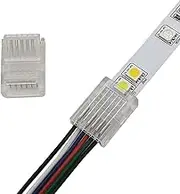 Biantie La 6 Pin 12mm LED Strip to Wire Connector RGB CCT Unwired Clips Solderless Adapter Terminal Extension Connection for Multicolor Light Strips 12V 24V (Pack of 10)
