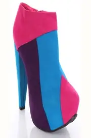 NEW Kiss and Tell Calida-09 Colorblock Almond Toe Fuchsia Bootie size 5.5-10