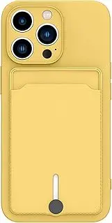 JIATAY for iPhone 12 Pro Max Phone Case with Card Holder [Slim + Protective] Silicone Phone Case iPhone 12 Pro Max Wallet Case for Women Men (Yellow)