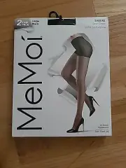 MeMoi Sheers Satin Sheer Control Top Pantyhose, Black Size L, 2-pack