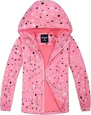 [YILLEU] Boys Girls Rain Jackets Waterproof Windbreakers Hooded Coats with Fleece Lightweight Raincoats for Kids
