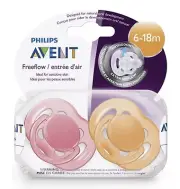 Avent Free Flow Soother Translucent 6-18 Month 2 Pack Pacifier Dummy Dummies