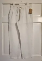 Pure DKNY White Linen Pants SZ Small NWT