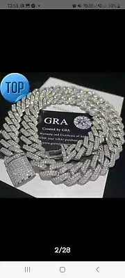 14mm Diamond Cuban Link Chain (Lab made Moissanite)
