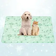 BAMY Cat Cooling Blanket Summer Dog Silk Quilt Pet Mat Cushion Washable Kitten Ice Pad for Bed Couch Sofa, Soft Liquid Pee Proof Pet Furniture (Green, Large)