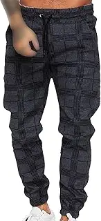 [Generic] Men's Slim Joggers Plaid Pants Sport Training Tapered Sweatpants Lightweight Jogging Gym Workout Pant