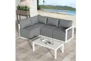 DREAMO 4 Seater Aluminum Outdoor Lounge Sofa Set White