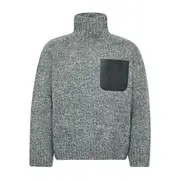 [Jw Anderson] Jw Anderson High-neck Leather-pocket Sweater L GREY/BLACK