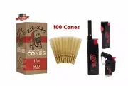 Zig Zag UNBLEACHED 1 1/4 Size Pre-Rolled Cone +Raw Torch Phoenix Extendo Lighter