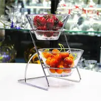 在飛比找ETMall東森購物網優惠-酒店早餐廳擺件水果盤自助餐廳餐具玻璃器皿果盤商用甜品臺展示架
