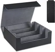 Card Deck Case For Trading Cards 1800+, Card Deck Storage Box, Leather Magnetic Closure Commander Storage Box, Fit for YuGiOh, MTG, TCG and Sport Cards (Black Grey)