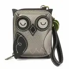 NEW CHALA TAN BRONZE OWL RFID CREDIT CARD HOLDER ZIPPERED WALLET FAUX LEATHER