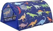 Bed Tent for Toddler Foldable Game House Children Play Tents Breathable Cottage Combination Sleeping Canopy Playhouse Double Net Curtain with Storage Bag, Dark Blue-dino,(bed tent-dino)