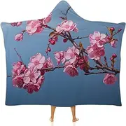 Plum Blossom Gifts Wearable Cloak Hooded Blanket Soft Arctic Velvet Cute Warm Fluffy Christmas Birthday for Women Kids Flannel Hooded Xmas Snuggle Blanket,60"x80"