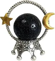 Natural Black Volcanic Lava Crystal Ball with Stand, Healing Gemstones Sphere Specimen for Home & Office Decoration, Rock and Mineral Gift, 40mm/1.57"