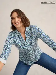 White Stuff Blue Annie Jersey 100% Cotton Shirt (AY8173) | $104