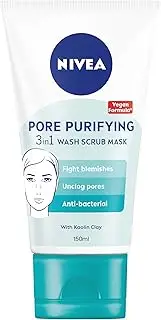 [NIVEA] Pore Purifying 3-in-1 Face Cleanser 150ml | Blemish Control Face Wash, Scrub & Mask | with Magnolia Extract & Kaolin Clay | For Acne-Prone Skin | Unclog Pores | Reduce Shine