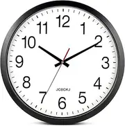 Black Wall Clock, Modern Small Wall Clocks Battery Operated 10 Inch, Silent Non-Ticking Analog Classic for Office, Home, Bathroom, Kitchen, Bedroom, School
