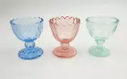 Vintage Style Pastel Colored Glass Egg Cups Holders Pink Blue & Green Set of 3