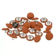 30pcs 15mm Fabric Cloth Covered with Metal Shank Round Sewing Buttons, Orange