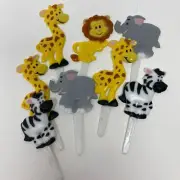 Zoo jungle animals cupcake picks Set of 24 lion giraffe elephant tiger