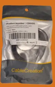 Sealed 6FT USB Console Cable USB type A to RJ45 CD0495 Black FTDI-FT232RNL chip