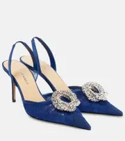 [Mach & Mach] Mach & Mach Galaxy 85 tulle slingback pumps AU 4 blue