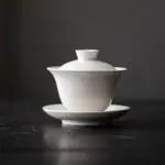 杏白釉陶瓷蓋碗 草木灰釉三才蓋碗 泡茶碗蓋杯不燙手功夫茶具大號家用 | 遇見.菩提樹下