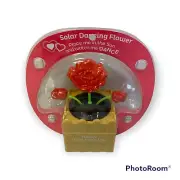 NEW Solar Powered Dancing Red Rose Flower Valentines Day Tan Pot Bobble Head Toy