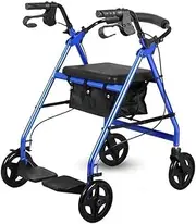 Walker for Seniors Rollator Rollator Walker with Seat Folding Aluminum Rolling Walker with Wheels Folding Rollator for Seniors 8-Levels Adjustable Handrail (Blue) Little Surprise
