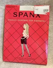 NEW SPANX Sz C vanilla ivory extended control top fishnet pantyhose