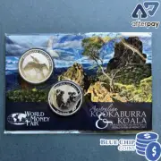 2011 $1 WMF Koala and Kookaburra Silver 2 Coin Set On Card