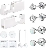 QWALIT Gold Nose Piercing Kit - Self Piercing at Home With Rings and Disposable Gun - Silver and Gold Options
