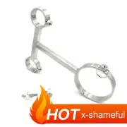 New Stainless Steel Metal Handcuffs Shackles Wrist Cuffs Neck Collar Restraints
