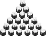 uxcell 20Pcs Guitar Amplifier Push on Fit Knobs for 6mm/0.24" Dia Potentiometer, Control Knob Black-Silver for Volume Tone Control, Guitar Bass Parts, Chrome