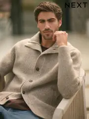 Neutral Relaxed Fit Soft Touch Button Through Jumper with Wool (N99041) | $33