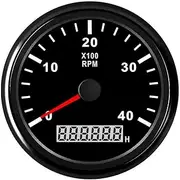 ALAGPNPMZH 85 Mm Waterproof Tachometer Gauge 9~32V 4000 RPM / 6000 RPM Tachometer Gauge with LCD Hour Meter Fit Boat Car Speedometer(Black 4000 RPM)