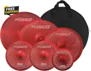 Low Volume Cymbal Mute Cymbal Pack Red 6 Pieces 10" Splash+14"Hi-Hat+16"Crash+18