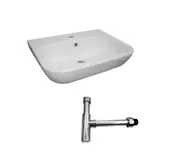 550*340*320mm Ceramic 1 Taphole Wall Basin With Bottle Trap And Waste