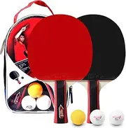 Table Tennis 2 Player Set 2 Table Tennis Bats Rackets and 3 Ping Pong Balls with Cover Bag