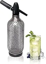 Smoky Dog - Premium Glass Soda Siphon with Stainless Steel Mesh cover - 1 Liter, Retro Design, Vintage Replica for Premium Cocktails and Sparkling Beverages at Home or Bar,