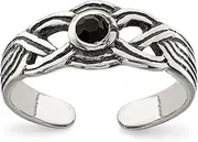 [JewelryWeb] 925 Sterling Silver Solid Artisan Oxidized Antiqued CZ Simulated Diamond toe ring